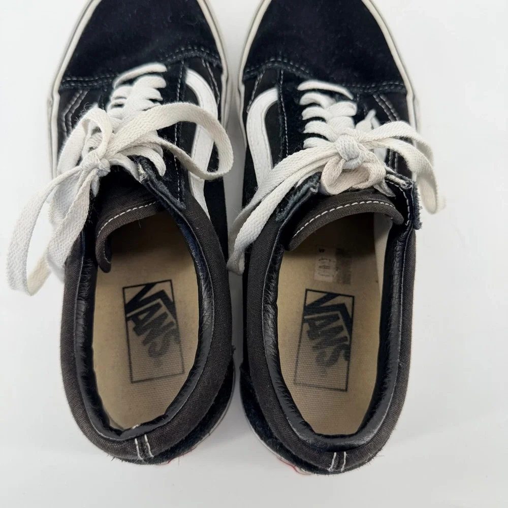 Vans Old Skool Classic Skate Shoes‎ Low Top Black White Suede Canvas Mens 8.5